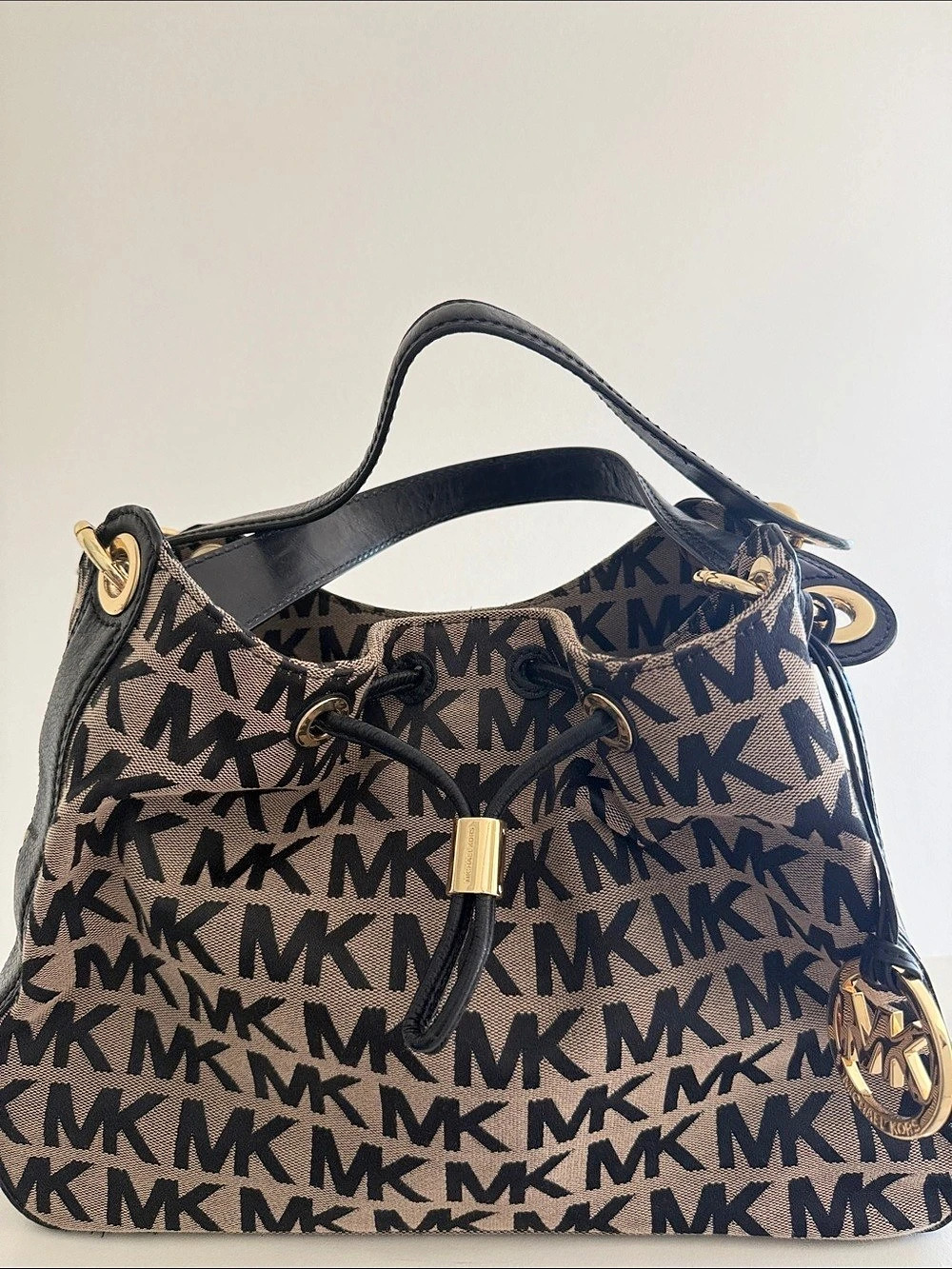 Michael Kors MK Signature Drawstring Shoulder Bag